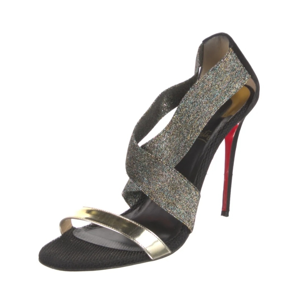 Christian Louboutin Black and Gold Stiletto Heels